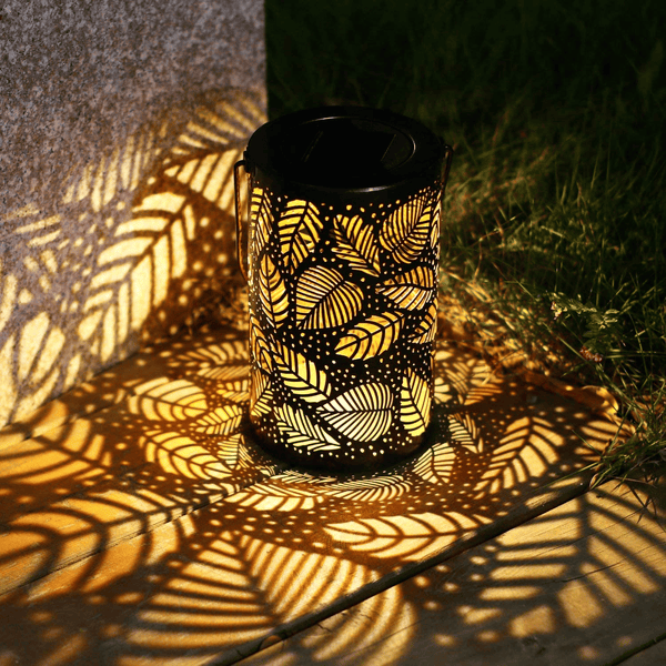 Solar Latern Lights Outdoor, Decorative Hanging Lights Metal Leaf Pattern Light for Pathway Patio Yard Walkway, Warm White EasyOptionXY LLC