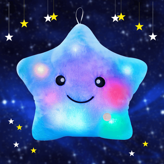 Twinkle Star Plush Pillow, LED Night Light Glowing Cushions, Creative Stuffed Toys Birthday Christmas Gifts for Kids Toddlers, Blue EasyOptionXY LLC