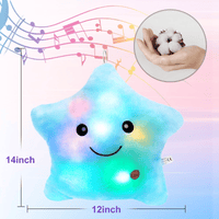 Twinkle Star Plush Pillow, LED Night Light Glowing Cushions, Creative Stuffed Toys Birthday Christmas Gifts for Kids Toddlers, Blue EasyOptionXY LLC