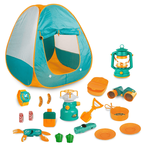 Kids Camping Set, 19 Pcs Kids Play Tent with Stove and Oil Lamp, Outdoor Toys Pretend Camping Tool Set for Boys and Girls EasyOptionXY LLC