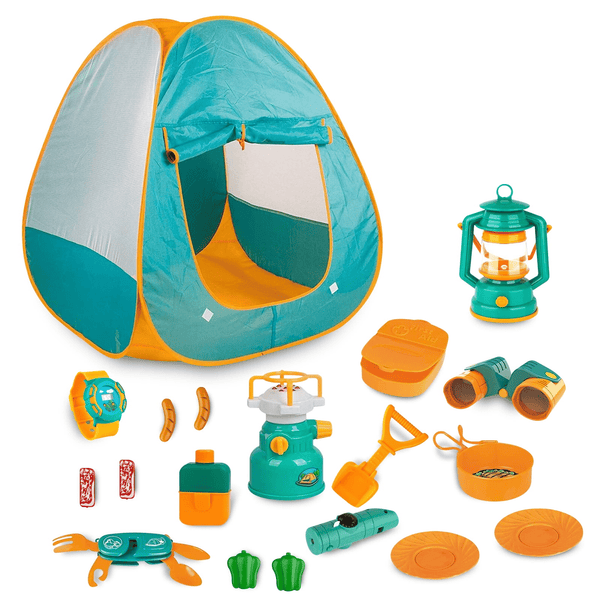 Kids Camping Set, 19 Pcs Kids Play Tent with Stove and Oil Lamp, Outdoor Toys Pretend Camping Tool Set for Boys and Girls EasyOptionXY LLC