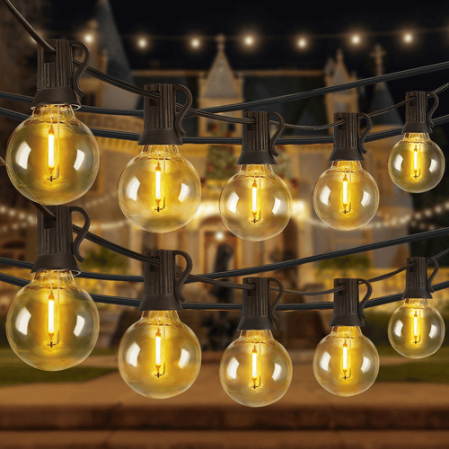 G40 LED Globe String Lights, 25 FT Outdoor Patio Light with 25+2 LED Bulbs, Waterproof Hanging Lights for Backyard Porch Deck Party Decor, 2200K, Black EasyOptionXY LLC