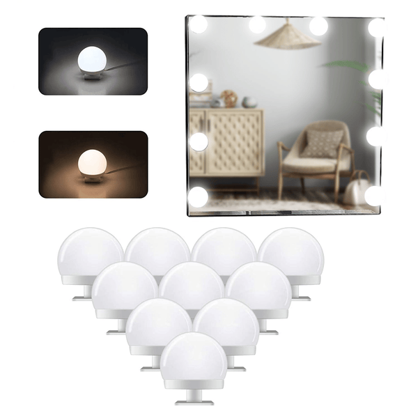 Vanity Mirror Lights, Hollywood Style Makeup Mirror Lights with 10 Dimmable LED Bulbs with Stickers, Vanity Makeup Lights for Bathroom and Dressing Table, Mirror Not Included EasyOptionXY LLC