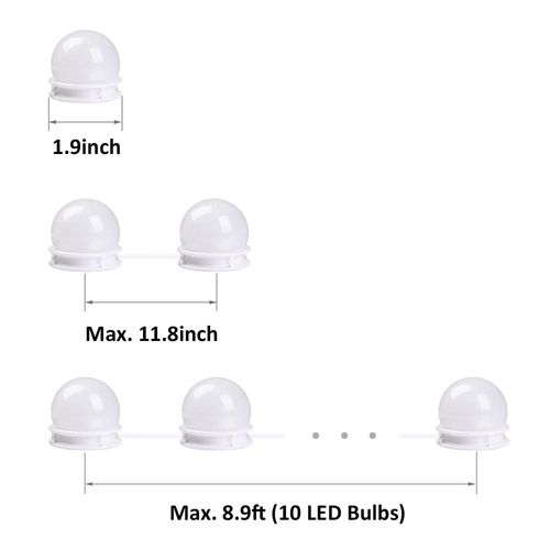 Vanity Mirror Lights, Hollywood Style Makeup Mirror Lights with 10 Dimmable LED Bulbs with Stickers, Vanity Makeup Lights for Bathroom and Dressing Table, Mirror Not Included EasyOptionXY LLC