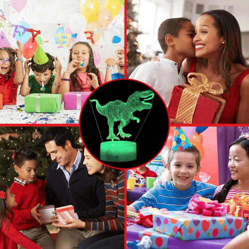 3D Illusion Table Lamp, 3 Pcs Dinosaur Night Light with Remote Control & 16 Colors Changing, LED Dinosaur Gifts for Bedroom, Boys Girls Age 3+ Year Old EasyOptionXY LLC