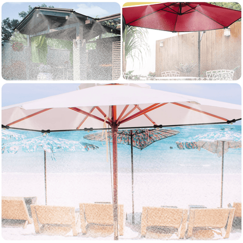 Misters for Outside Patio, 26Ft (8M) Outdoor Misting Cooling System, Water Misting Kit for Porch, Canopy, Deck, Garden, Yard, Trampoline Sprinkler Accessories for Kids, Black EasyOptionXY LLC