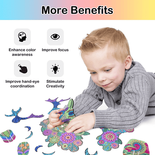 Kids 3D Puzzle Set Elk, Art Coloring Painting Puzzle with 10 Coloring Pen Educational Creative DIY Toy Gift for for 3 4 5 6 7 8 9 10 11 12 Year Old Girls Boys EasyOptionXY LLC