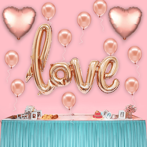 Valentines Day Engagement Party Supplies - 41.7Inch Latex Big Rose Gold Love Balloons for Anniversary Events Decorations and Sweet Engagement Decorations for Lovers EasyOptionXY LLC