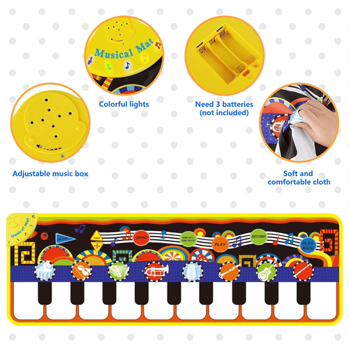 Toddler Musical Piano Mat, 19 Keys Piano Keyboard Floor Mat, Kids Tunes Playmat Dance Mat Birthday Gift for Boys Girls ( 43.3x14.2in ) EasyOptionXY LLC