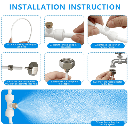 Misters for Outside Patio, 26Ft (8M) Outdoor Misting Cooling System, Water Misting Kit for Porch, Canopy, Deck, Umbrella, Garden, Greenhouse, Yard, Plants, Trampoline Sprinkler Accessories for Kids EasyOptionXY LLC
