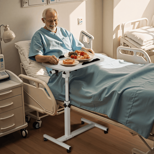 Kekoy Overbed Table Hospital Table with Wheels Adjustable Height, Rolling Laptop Side Tilt Tables Adjustable Over the bed for Hospital and Home Use, White EasyOptionXY LLC