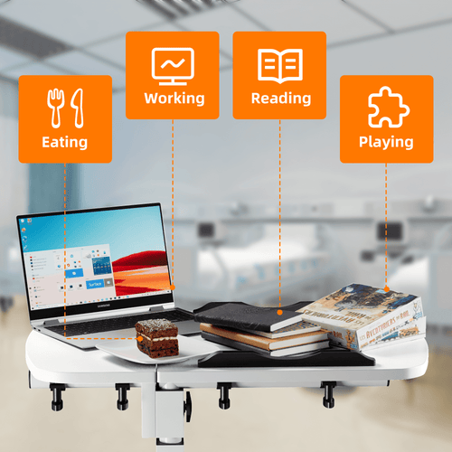 Kekoy Overbed Table Hospital Table with Wheels Adjustable Height, Rolling Laptop Side Tilt Tables Adjustable Over the bed for Hospital and Home Use, White EasyOptionXY LLC