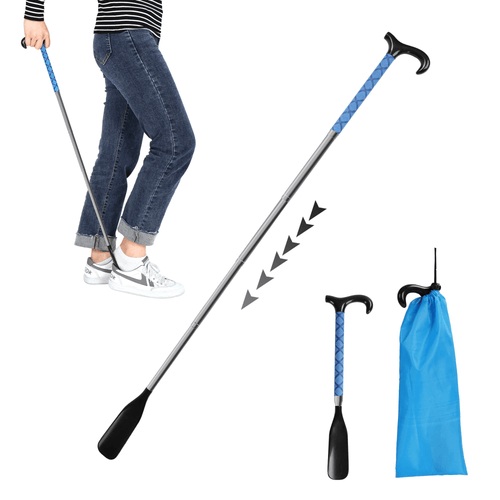 KEKOY Shoe Horn with Long Handle, 14" to 34" Adjustable and Retractable Expander Shoe Stick, Portable Stainless Steel Long Shoehorn for Seniors with Travel Bag EasyOptionXY LLC