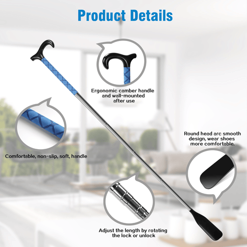 KEKOY Shoe Horn with Long Handle, 14" to 34" Adjustable and Retractable Expander Shoe Stick, Portable Stainless Steel Long Shoehorn for Seniors with Travel Bag EasyOptionXY LLC