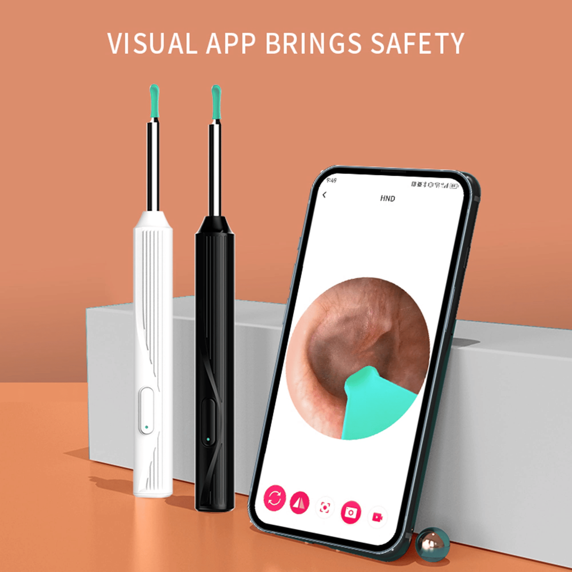 KEKOY Ear Camera and Wax Remover with 8 Pcs Ear Clean Set, Ear Wax Removal Tool, Ear Cleaner with 1296P Camera and 6 Light, Smart Visual Earwax Cleaning Kit for Daily Ear Pick EasyOptionXY LLC