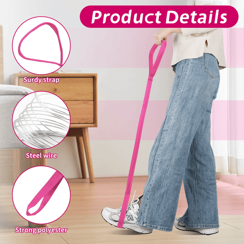 KEKOY Leg Lifter for Hip Replacement, 40.5" Long Rigid Foot Loop, Durable & Rigid Hand Strap & Foot Loop, Ideal Mobility Tool for Wheelchair, Hip & Knee Replacement, Bed/Car, Pink EasyOptionXY LLC