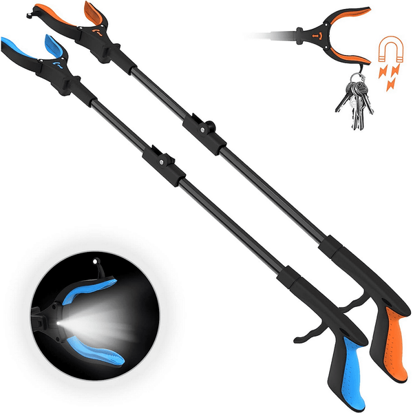 Kekoy 2 Pack Reacher Grabber Tool, 32" Foldable Claw Grabber with Light, Arm Extension(Blue/Orange) EasyOptionXY LLC