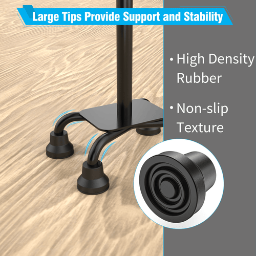 KEKOY 4Pack 1/2 inch Replacement Quad Cane Tips, Non-Slip Rubber Cane Tip Self Standing Cane Tip for Walking Cane Folding Cane Cane Accessory, Black EasyOptionXY LLC