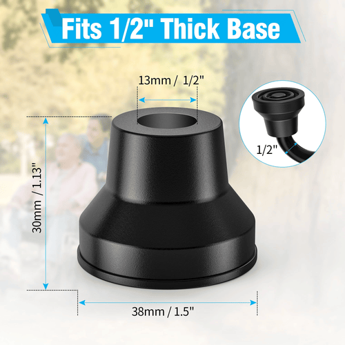 KEKOY 4Pack 1/2 inch Replacement Quad Cane Tips, Non-Slip Rubber Cane Tip Self Standing Cane Tip for Walking Cane Folding Cane Cane Accessory, Black EasyOptionXY LLC