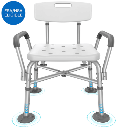 KEKOY Heavy Duty Shower Chair for Inside Shower, FSA/HSA Eligible 550LBs Bath Chair with Back and Arms, Medical Shower Seat with Large Suction Cups, Reinforced Crossing Bar for Elderly and Disabled EasyOptionXY LLC