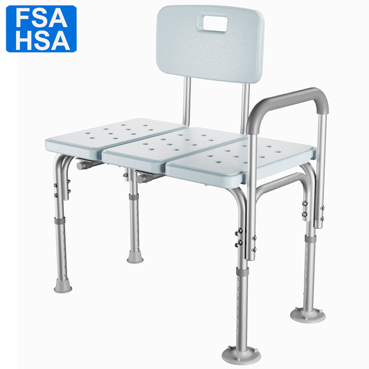 KEKOY Shower Transfer Bench for Bathtub 500LBs, FSA/HSA Eligible Tub Shower Chair Seat, Height Adjustable Shower Stool for Elderly, Disabled, Blue
