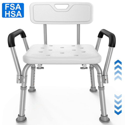 Kekoy Shower Chair for Inside Shower, 550LBs Heavy Duty Bath Chair with Arms, Bath Stool Safety Shower Bench with Reinforced Crossing Bar for Elderly, Adults, Disabled EasyOptionXY LLC