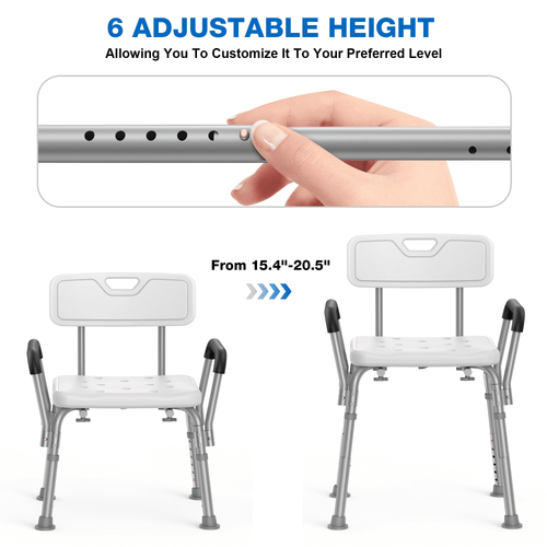 Kekoy Shower Chair for Inside Shower, 550LBs Heavy Duty Bath Chair with Arms, Bath Stool Safety Shower Bench with Reinforced Crossing Bar for Elderly, Adults, Disabled EasyOptionXY LLC