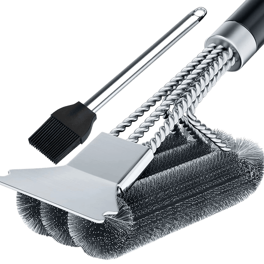 JELLAS Brush for Outdoor Grill, BBQ Brush for Grill Cleaning, 18" Grill Cleaner Brush and Scraper for Gas/Porcelain/Charbroil Grates, Smoker Grill Accessories Tool EasyOptionXY LLC
