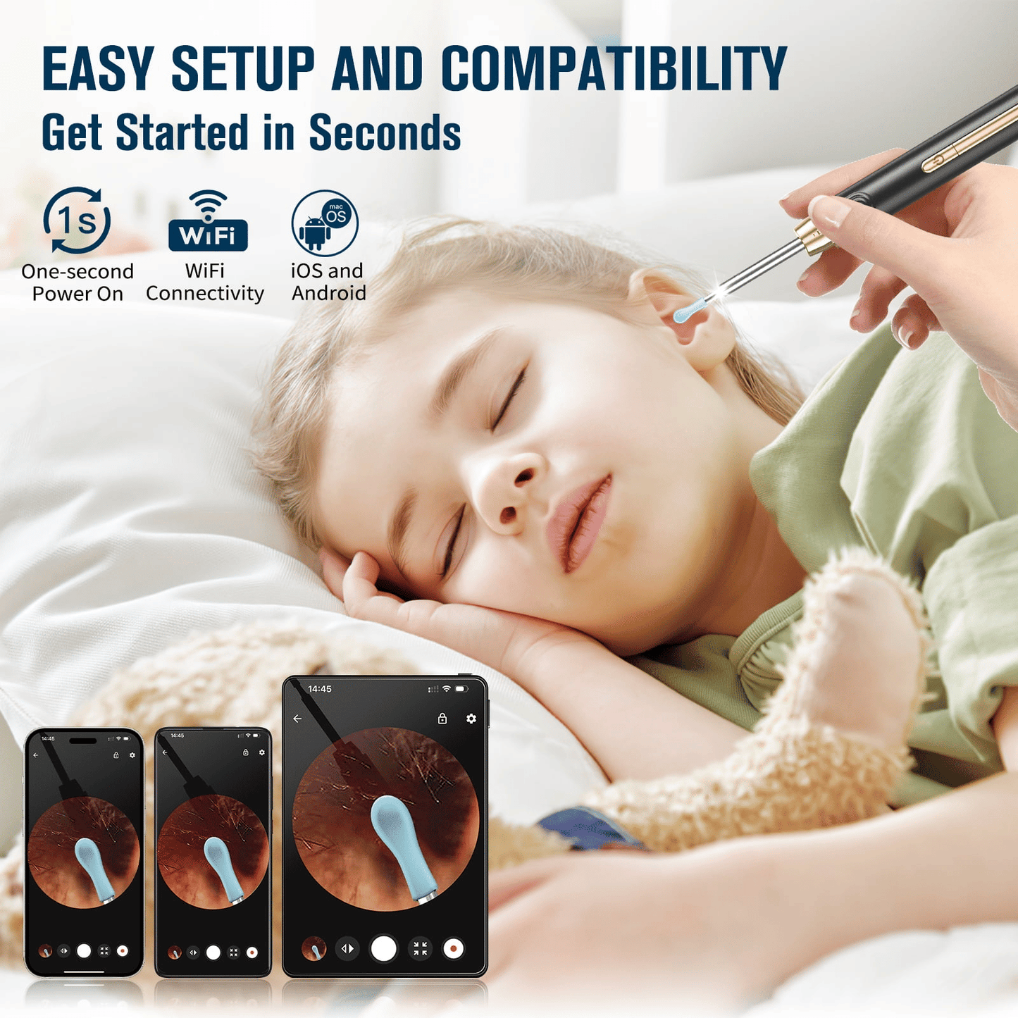 KEKOY Ear Cleaner with Camera, 1296P Ear Scope, Otoscope with 6 LED Light for Earwax Cleaning, Ear Wax Removal with 12 Pieces Accessories, Ear Wax Cleaner Kit for iPhone, iPad, Android, Green EasyOptionXY LLC