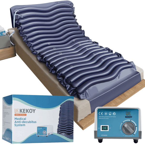 KEKOY Alternating Air Pressure Mattress Pad, Bed Sore Prevention Solution Mattress Topper with 5-setting Adjustable Pump, Waterproof Pressure Relief Ulcer Cushion Pad for Hospital and Home Use, Blue EasyOptionXY LLC