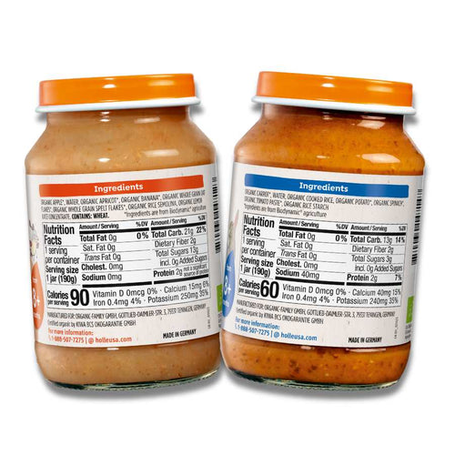 Sweet & Savory Jars Bundle: Mixed Fruit w/ Muesli Jars, Veggie Risotto Jars Holle USA