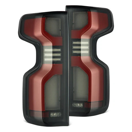 AlphaRex 19-25 Chevrolet Silverado 1500 / 20-25 Silverado 2500HD/3500HD LUXX-Series LED Tail Lights Black Red