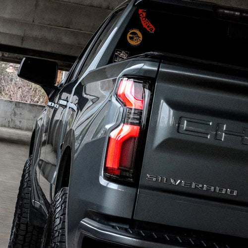 AlphaRex 19-25 Chevrolet Silverado 1500 / 20-25 Silverado 2500HD/3500HD LUXX-Series LED Tail Lights Alpha-Black OffRoadUSA.com