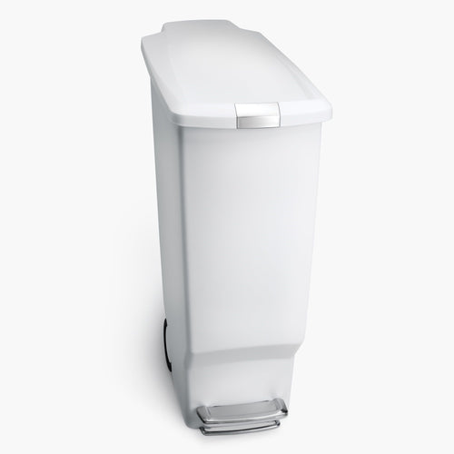 simplehuman 40 Liter / 10.6 Gallon Slim Kitchen Step Trash Can With Secure Slide Lock, White Plastic EasyOptionXY LLC