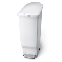 simplehuman 40 Liter / 10.6 Gallon Slim Kitchen Step Trash Can With Secure Slide Lock, White Plastic EasyOptionXY LLC