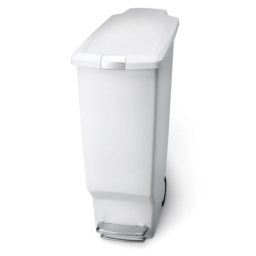 simplehuman 40 Liter / 10.6 Gallon Slim Kitchen Step Trash Can With Secure Slide Lock, White Plastic EasyOptionXY LLC