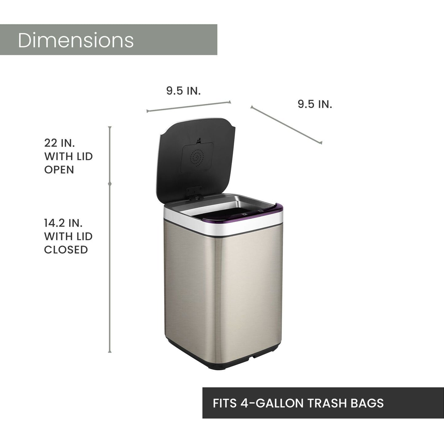 Hanover 10 Liter - 2.6 Gallon Trash Can for Home and Kitchen | Fingerprint Smudge Resistant | Soft Close | Sensor Lid | Carbon Odor Control | Stainless Steel EasyOptionXY LLC