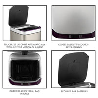 Hanover 10 Liter - 2.6 Gallon Trash Can for Home and Kitchen | Fingerprint Smudge Resistant | Soft Close | Sensor Lid | Carbon Odor Control | Stainless Steel EasyOptionXY LLC