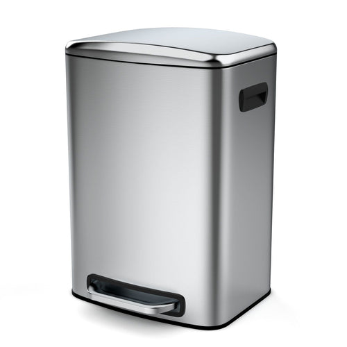 Miniyam 50L/13Gal Stainless Steel Trash Can with Soft Close Lid, Fingerprint-Resistant, Silver EasyOptionXY LLC