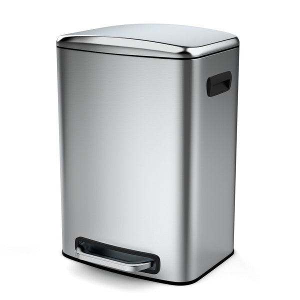 Miniyam 50L/13Gal Stainless Steel Trash Can with Soft Close Lid, Fingerprint-Resistant, Silver EasyOptionXY LLC