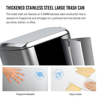 Miniyam 50L/13Gal Stainless Steel Trash Can with Soft Close Lid, Fingerprint-Resistant, Silver EasyOptionXY LLC