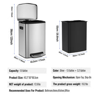 Miniyam 50L/13Gal Stainless Steel Trash Can with Soft Close Lid, Fingerprint-Resistant, Silver EasyOptionXY LLC