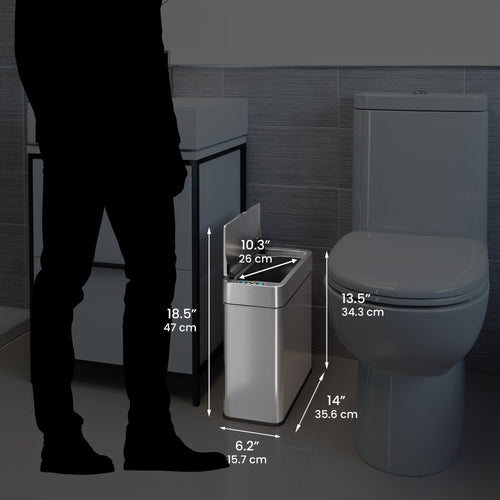 iTouchless 4 Gallon Slim Sensor Trash Can with AbsorbX Odor Control System, Lid Opens Left, 15 Liter Stainless Steel Automatic Wastebasket, Space-Saving Bin for Bathroom, Kitchen, Office, Hotel EasyOptionXY LLC