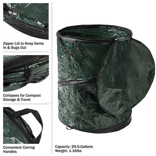 Wakeman 29.5-Gallon Pop Up Outdoor Garbage Can - Collapsible Trash Can for Parties, Yard Waste, or Laundry - Camping Accessories EasyOptionXY LLC