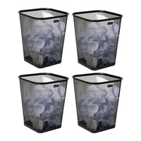 Mind Reader Mesh Trash Can, Waste Paper Basket, Square, Office, Metal Mesh, Set of 4, Black EasyOptionXY LLC