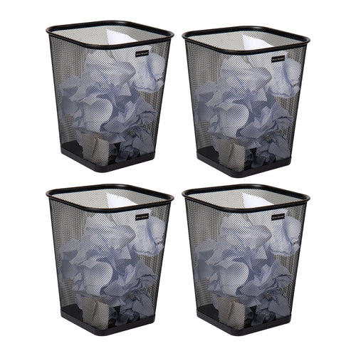 Mind Reader Mesh Trash Can, Waste Paper Basket, Square, Office, Metal Mesh, Set of 4, Black EasyOptionXY LLC