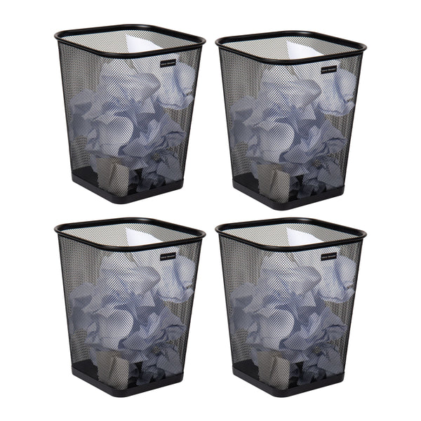 Mind Reader Mesh Trash Can, Waste Paper Basket, Square, Office, Metal Mesh, Set of 4, Black EasyOptionXY LLC