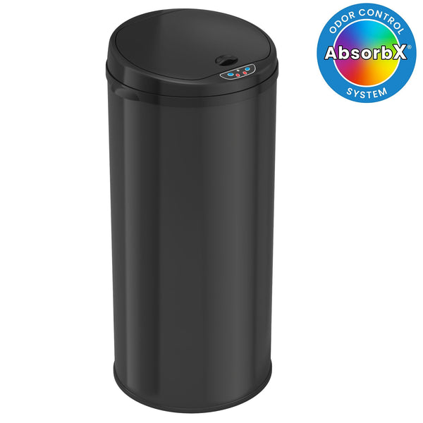 iTouchless 13 gal Deodorizer Round Motion Sensor Kitchen Trash Can, Black, Stainless Steel EasyOptionXY LLC