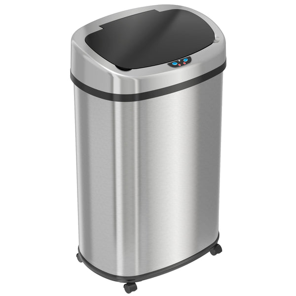 SensorCan 13 Gallon Stainless Steel Touchless Trash Can with AbsorbX Odor Filter and Removable Wheels EasyOptionXY LLC