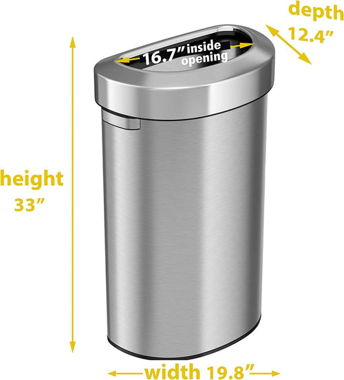 23 Gallon Semi-Round Stainless Steel Open Top Trash Can and Recycle Bin, 7 Liter, Silver EasyOptionXY LLC